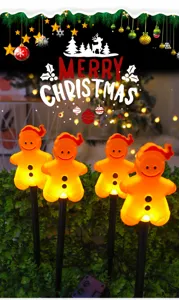 Christmas gingerbread man solar ground lights outdoor garden lawn decorative LED illumination