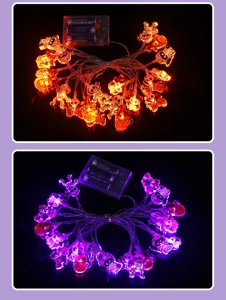 Guirnalda de luces LED de Halloween esqueleto calabaza decoración luminosa pilas