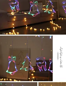 Catena luminosa LED tenda albero di Natale campana cervo stanza vacanze decoro