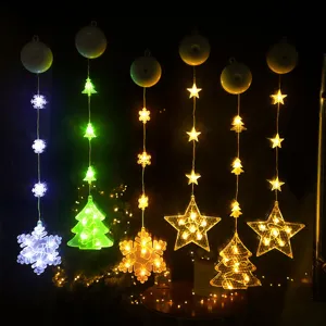 LED Weihnachts Saugnapf Lichter Fenster Deko Urlaub Party Stimmung Decken Lichterkette.