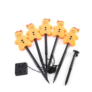 Christmas gingerbread solar lawn stakes outdoor garden decorative landscape lighting set