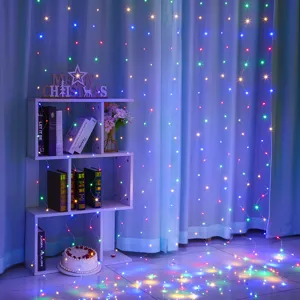 LED copper wire curtain string light with USB remote control for Christmas holiday bedroom decor