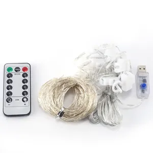 LED copper wire curtain light with remote control and USB plug for home decor main view