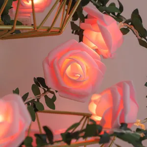 LED Rose Flower String Lights Romantic Bedroom Decor Warm Lighting Artificial Vine Flowers