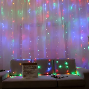 LED curtain fairy lights, romantic room decor string lights for bedroom holiday party backdrop.