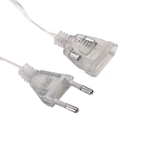 Transparent EU plug and socket set with clear wire for LED string light accessories
