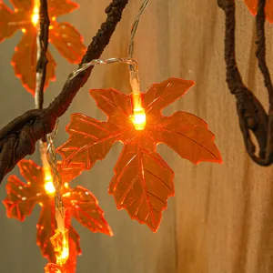 LED Maple Leaf String Lights Thanksgiving Christmas Decorative Lights Battery Powered Artificial Autumn Leaves Fairy Lights for Indoor Outdoor