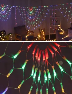 Colorful LED peacock net lights for outdoor camping and holiday party home decor lighting.