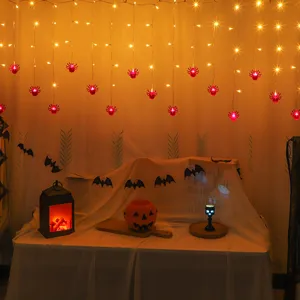 Halloween LED spider string lights for festival party decorative ambiance, spooky lighting.