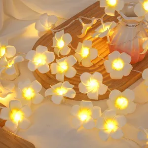 Guirlande Luces LED Frangipani Blanco Cálido Funciona con Pilas USB Guirlande Hadas Para Decoración De Habitaciones Fiesta Boda