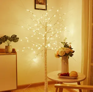 Luz de árbol de abedul LED, árbol de ramas iluminado artificial para decoración de dormitorio.