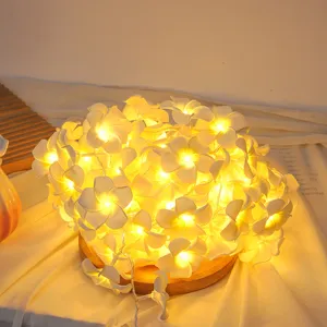 Guirnalda de Luces LED de Flores de Plumeria Blanco Calido para Decoracion de Habitacion