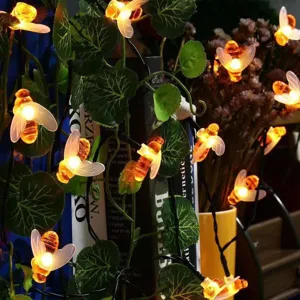 Solar LED Bienen Lichterkette Außen Garten Dekorative Warme Lichter Reben Dekoration