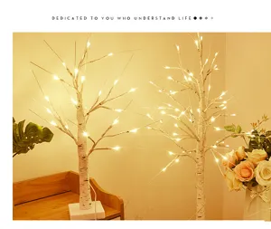 LED abedul luz nocturna lampara decorativa para dormitorio fiesta vacaciones luz.