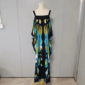 Donna vestito da spiaggia lungo stampa farfalla copricostume mare vacanza abito maxi