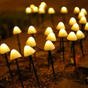 Outdoor Solar LED Mushroom String Lights Garden Waterproof Landscape Lighting Decorative Fairy Lights for Patio Yard Christmas Party