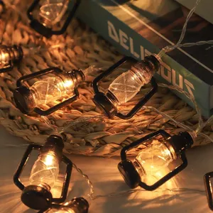 Retro Kerosene Bottle LED String Lights Outdoor Camping Tent Ambient Decorative Warm Fairy Lights For Party