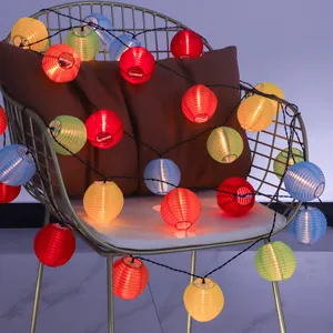Solar LED Lichterkette aussen Garten dekorative Stofflaternen fuer Weihnachten Feiertag Party.