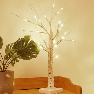 Luz de árbol de abedul LED para decoración navideña, luces de hadas cálidas de mesa para dormitorio.