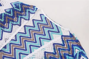 Women's Chevron Crochet Beach Cardigan Hollow Out Bikini Cover Up Summer Swimwear Top