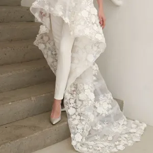 Elegant white lace sheer overlay jumpsuit for women, sexy sleeveless pantsuit main view.