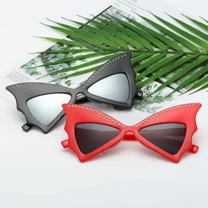Halloween Bat Butterfly Sunglasses Rhinestone Gothic Party Glasses Rimless Wing Eyewear Costume Masquerade Unisex Sun Glasses Decor