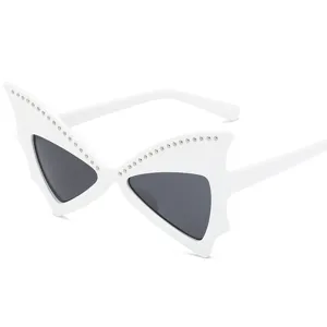 White Bat Wing Rhinestone Sunglasses Party Eyewear Halloween Costume Festival Sun Glasses