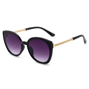 Women fashion cat eye sunglasses with metal chain temples stylish gradient sun glasses new