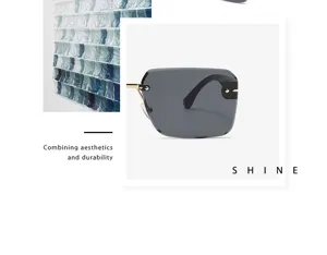 Détail de lunettes de soleil sans monture tendance avec verres dégradés et monture chic.