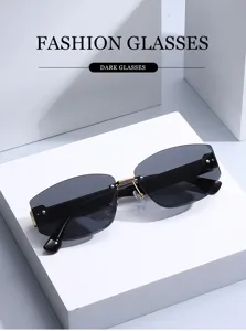 Gafas de sol sin montura de estilo euro para mujeres y hombres, look vintage moderno.