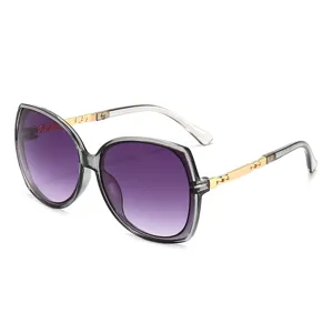 Women oversized gradient sunglasses stylish UV protection eyewear with metal chain temples
