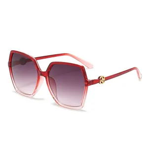 Donne grande montatura occhiali da sole sfumati eleganti protezione solare rossa chic