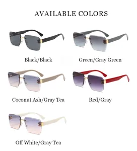 Lunettes de soleil carrées sans monture pour femme, verres dégradés, chic, 5 coloris.