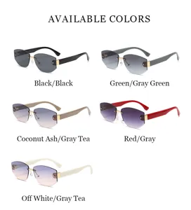 Gafas de sol sin montura de moda con lentes degradadas, varios colores para conducir y viajar.