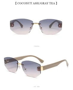 Gafas de sol degradadas sin montura para hombre y mujer, estilo vintage Y2K para conducir.