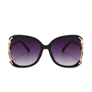 Damen Übergroße Sonnenbrille mit Farbverlauf Europäischer Stil Hohlmetallkettenrahmen UV400 Mode Sonnenbrille Für Strandreisen