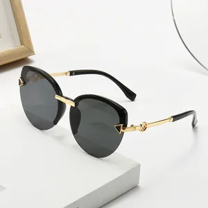 Vintage Unisex PC Metall Gespleißt UV400 Schutz Cat-Eye Sonnenbrille Oversize Halbrahmen Mode Street Style Pfeil Bügel Sonnenbrille