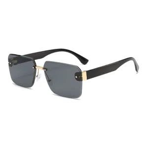 Lunettes de soleil carrées sans monture pour femme, style tendance protection UV.