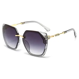 Women's Fashion Octagonal Rhinestone Sunglasses Gradient Lenses Luxury Chic Eyewear