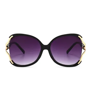 Fashion Women's Oversized Sunglasses Elegant Metal Floral Temple Gradient Lens UV400 Protection Outdoor Travel Sun Glasses