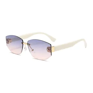 Gafas de sol degradadas sin montura para mujer hombre, estilo vintage Y2K para conducir.