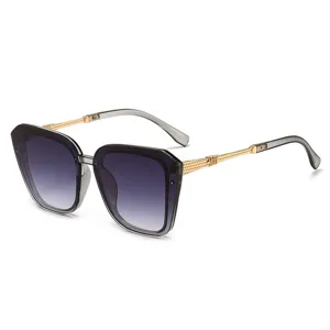 Oversized fashion gradient sunglasses with chic woven metal temples for women and men stylish.