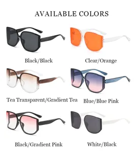 Fashion oversized polygon curved lens sunglasses for stylish street shot eyewear.