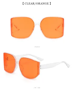 Oversized clear frame orange lens sunglasses fashion geometric eyewear for street style and runway