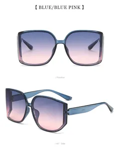 Gradient polygonal large frame sunglasses with stylish curved lenses for daily street wear.