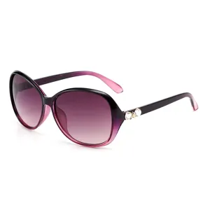 Gradient rimless oversized women sunglasses with sparkling crystal rhinestone temples for outdoor use