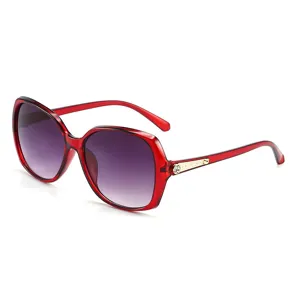 Damen Retro Oversized Sonnenbrille Mode Strass Roter Rahmen Verlaeuft Sonnenglaeser