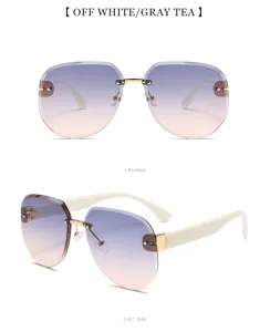 Gafas de sol sin montura degradadas mujer moda polígono gafas chic lujo elegantes