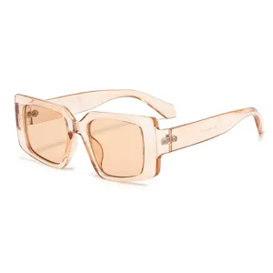 Occhiali da sole quadrati alla moda con montatura trasparente e protezione UV per tutti.