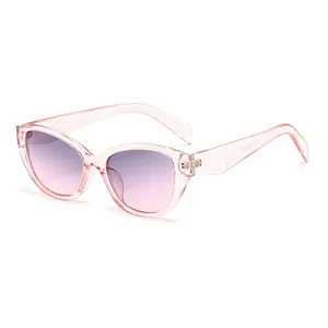 Fashion pink gradient cat-eye sunglasses for women, trendy transparent frame eyewear main image.